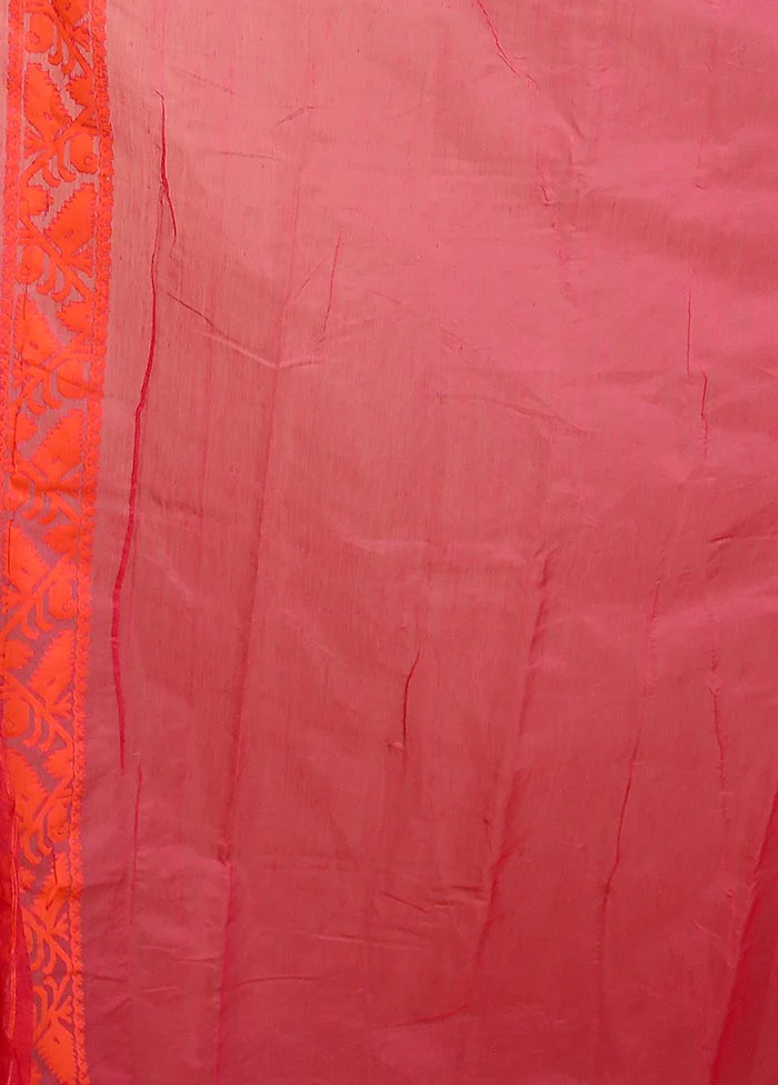 Pink Tant Jamdani Saree Without Blouse Piece - Image 5