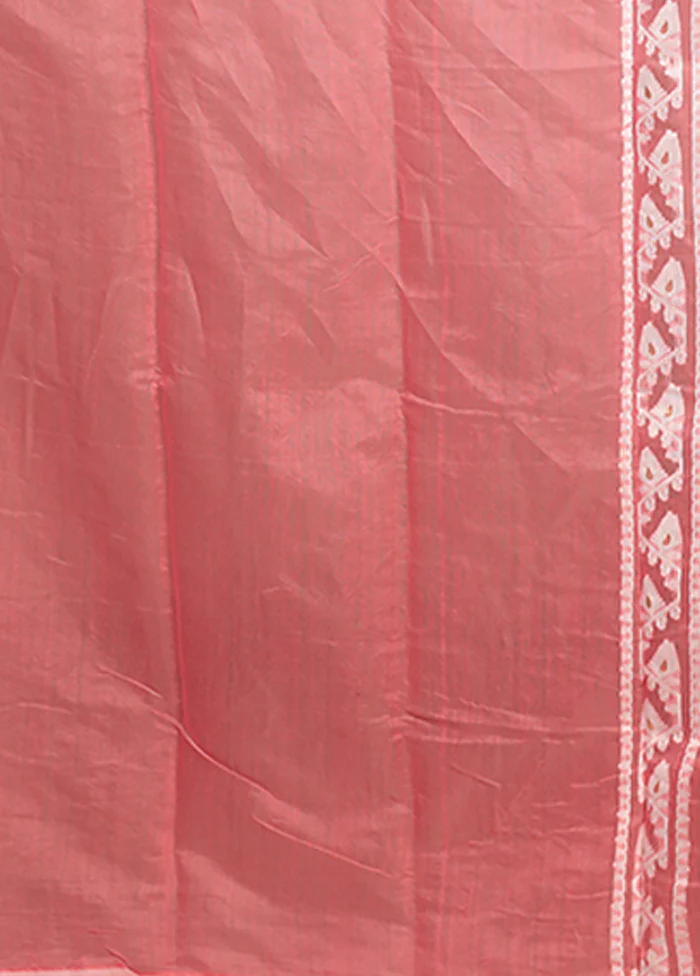 Pink Jamdani Cotton Saree Without Blouse Piece - Image 5