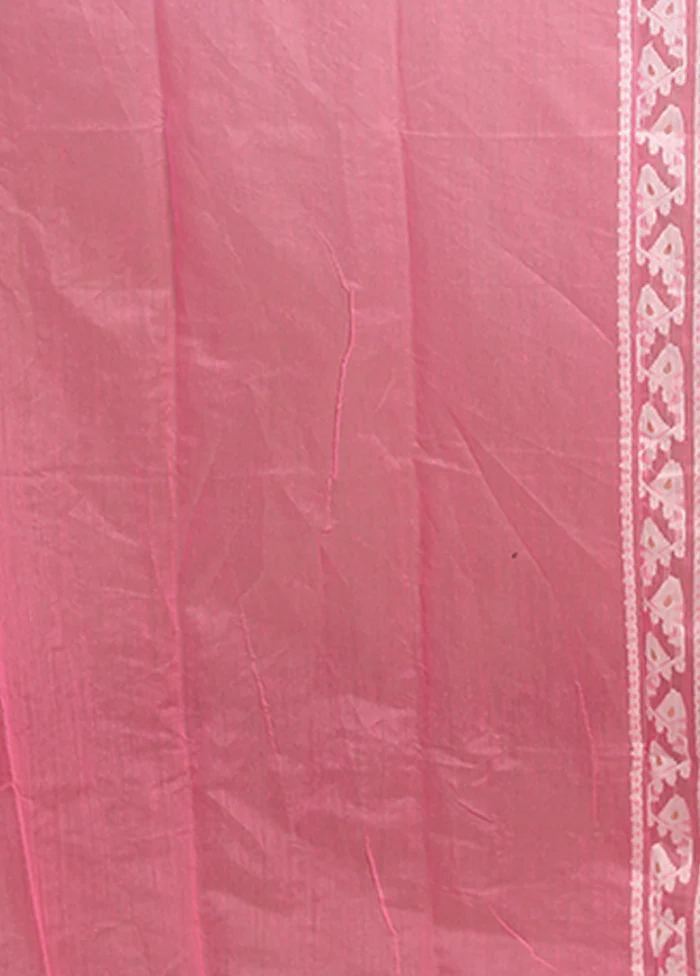 Pink Jamdani Cotton Saree Without Blouse Piece - Image 5