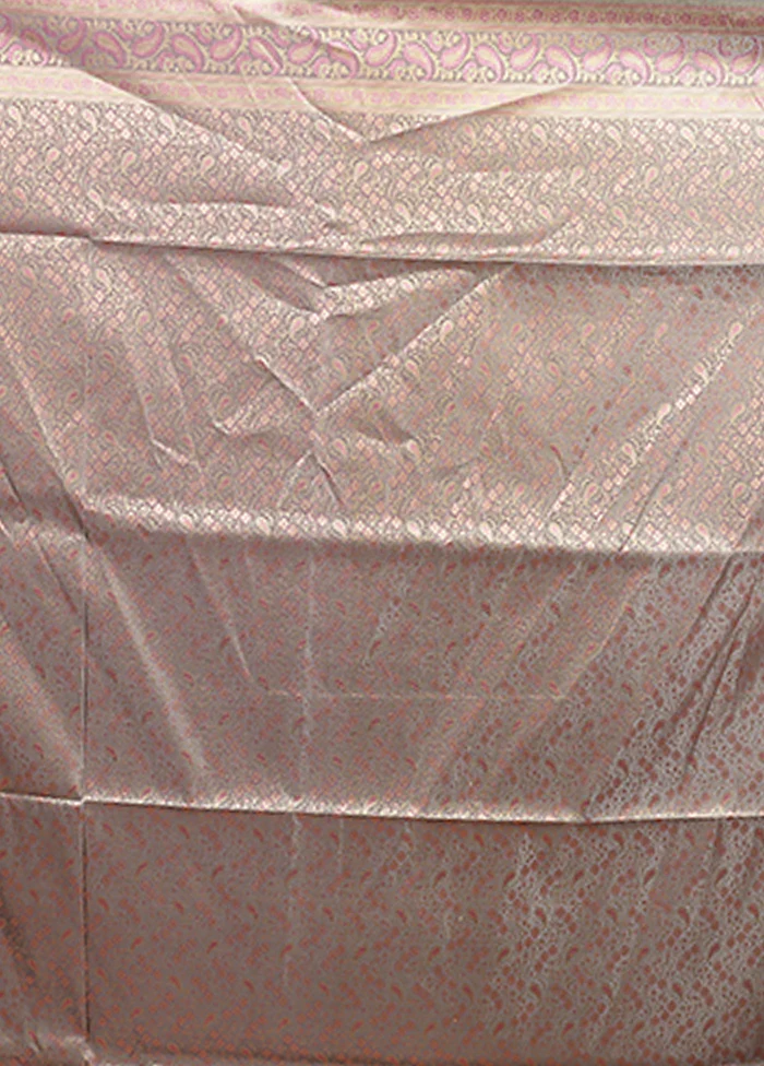 Pink Jamewar Silk Saree With Blouse Piece - Image 5