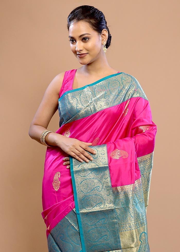 Pink Pure Dharmavaram Kanjivaram Silk Saree With Blouse Piece