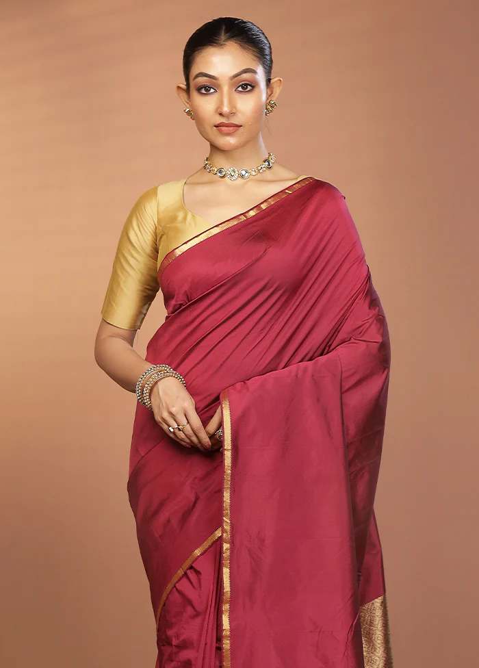 Pink Kanjivaram Silk Saree With Blouse Piece