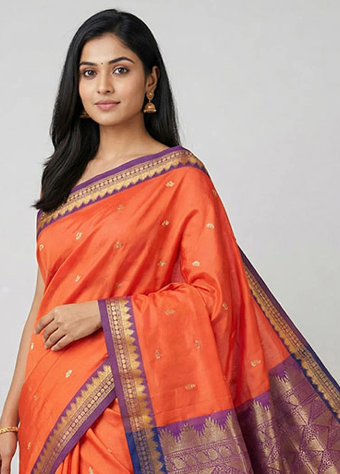 Pink Kanjivaram Silk Saree With Blouse Piece - Image 2