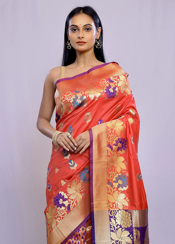 Pink Kanjivaram Silk Saree With Blouse Piece