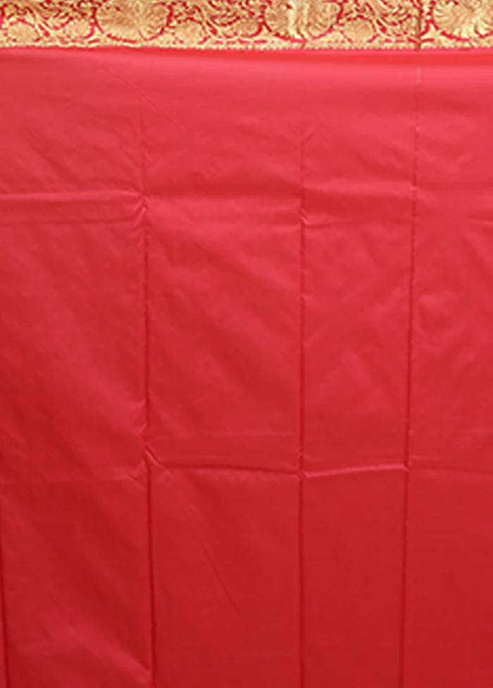 Pink Kanjivaram Silk Saree With Blouse Piece - Image 5