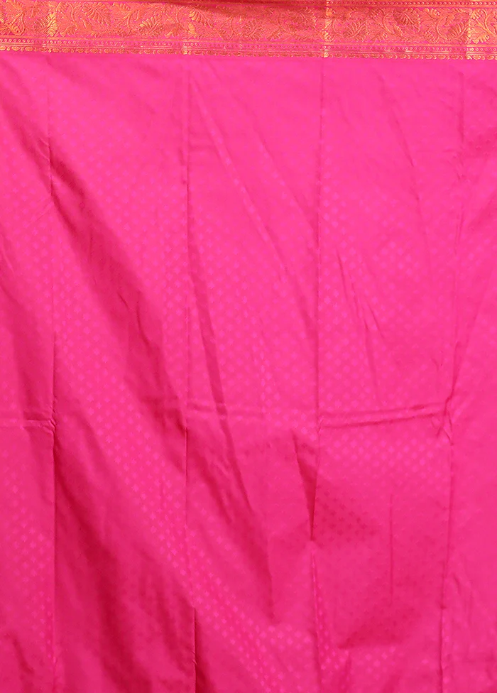 Pink Kanjivaram Silk Saree With Blouse Piece - Image 5