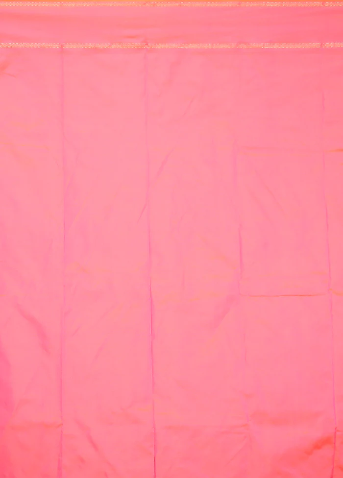 Pink Kanjivaram Silk Saree With Blouse Piece - Image 5