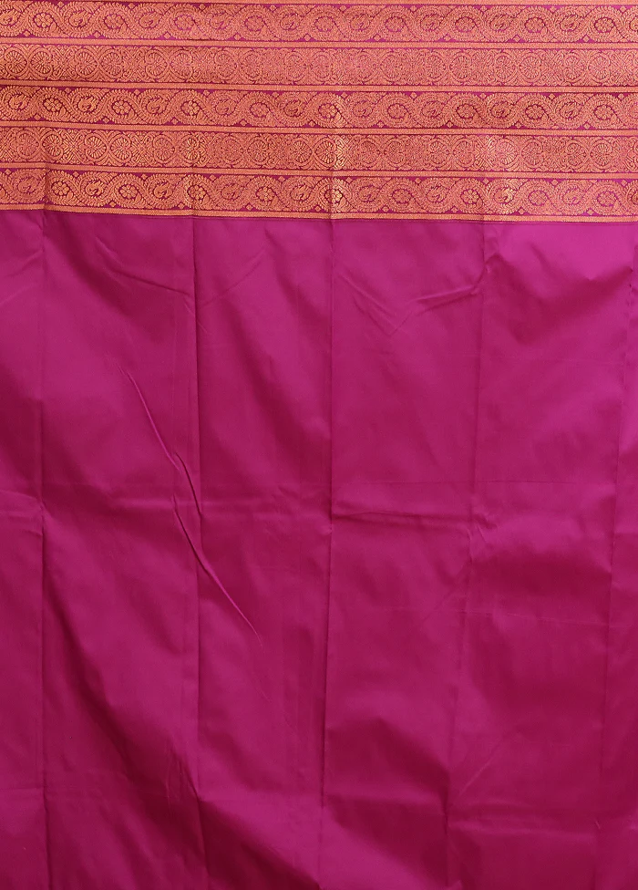 Pink Kanjivaram Silk Saree With Blouse Piece - Image 5