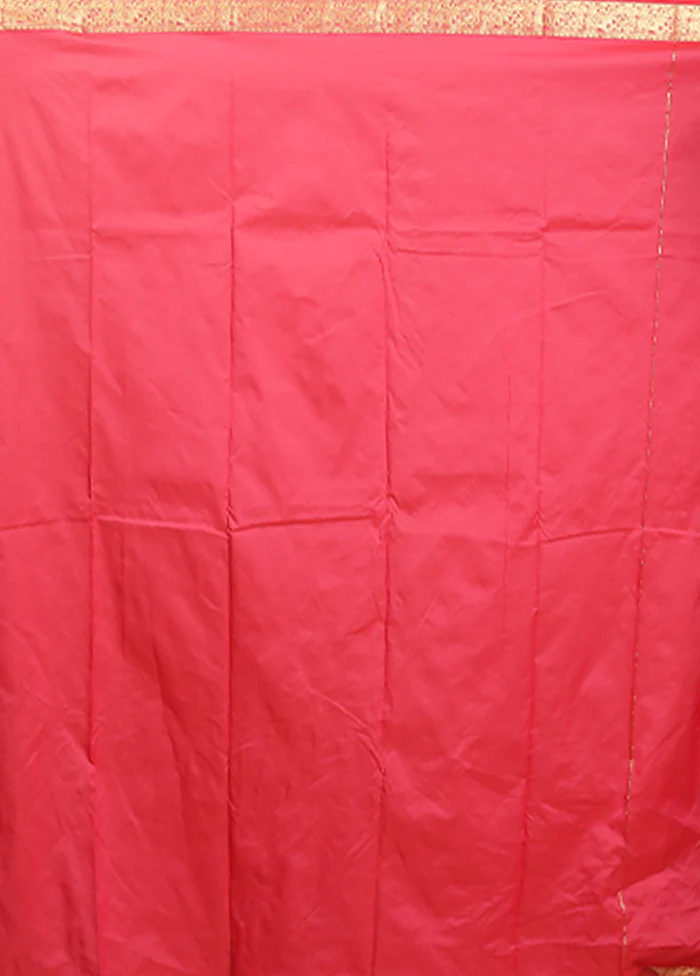 Pink Kanjivaram Silk Saree With Blouse Piece - Image 5