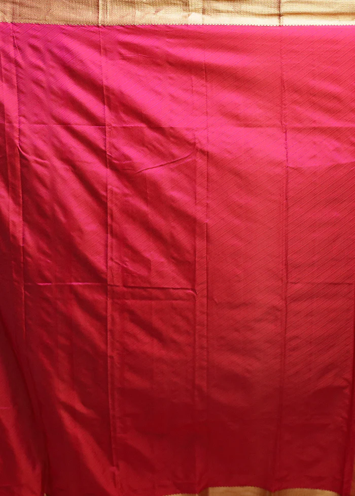 Pink Kanjivaram Silk Saree With Blouse Piece - Image 5