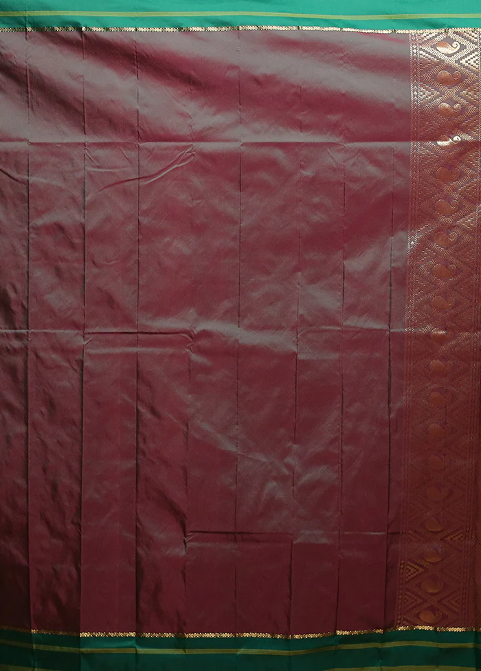 Pink Kanjivaram Silk Saree With Blouse Piece - Image 5
