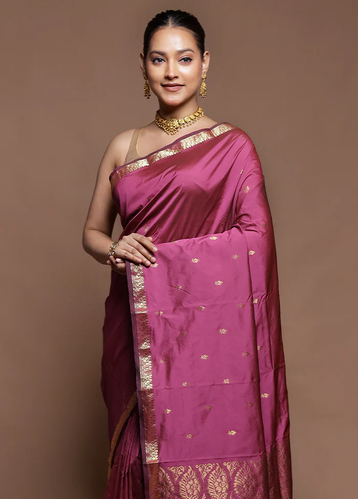 Pink Kanjivaram Silk Saree With Blouse Piece - Image 2