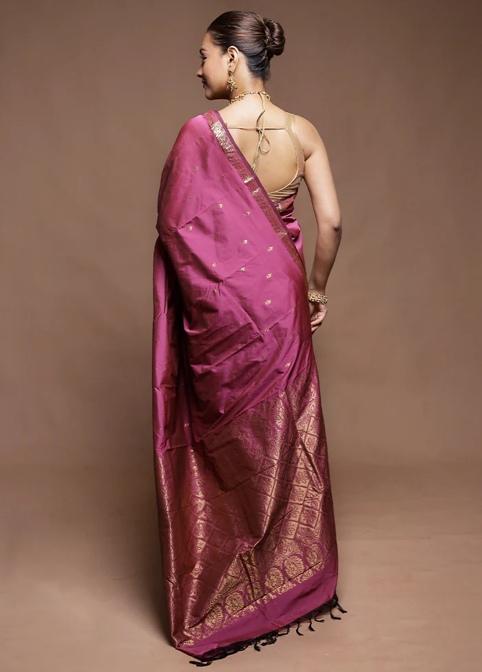 Pink Kanjivaram Silk Saree With Blouse Piece - Image 3