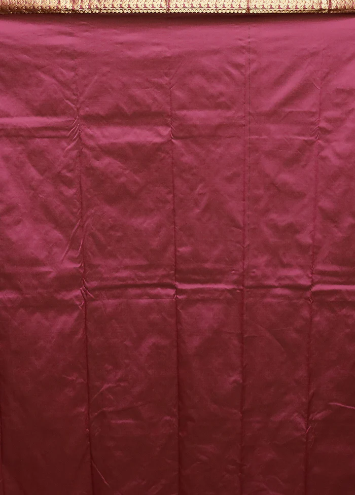 Pink Kanjivaram Silk Saree With Blouse Piece - Image 5