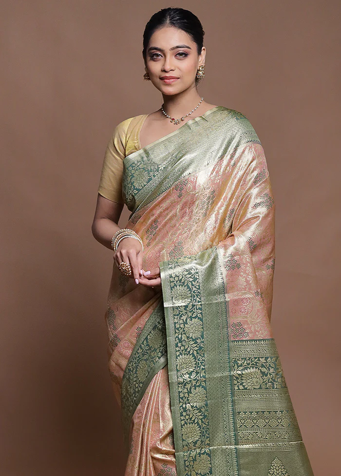 Pink Kanjivaram Silk Saree With Blouse Piece - Image 2