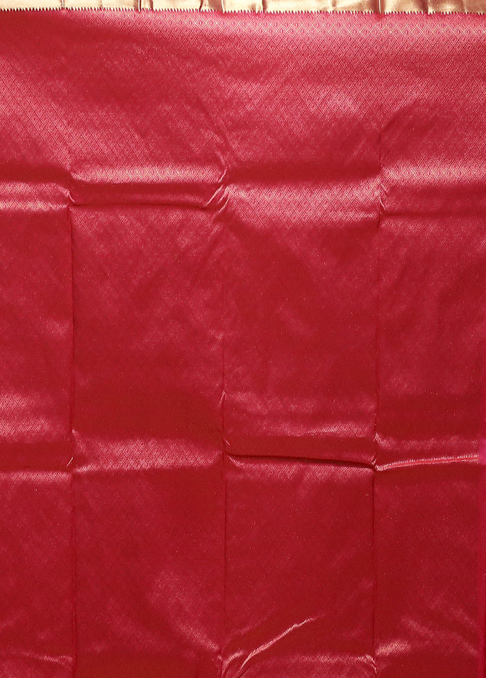 Pink Kanjivaram Silk Saree With Blouse Piece - Image 5