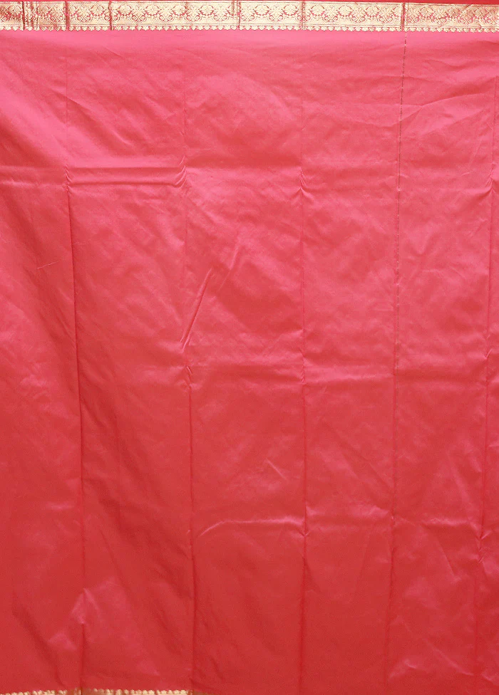 Pink Kanjivaram Silk Saree With Blouse Piece - Image 5