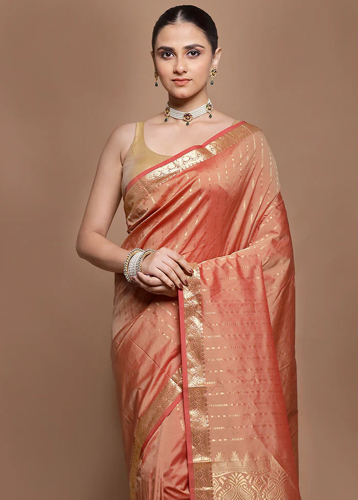 Pink Kanjivaram Silk Saree With Blouse Piece - Image 2