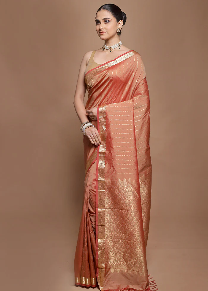 Pink Kanjivaram Silk Saree With Blouse Piece - Image 4