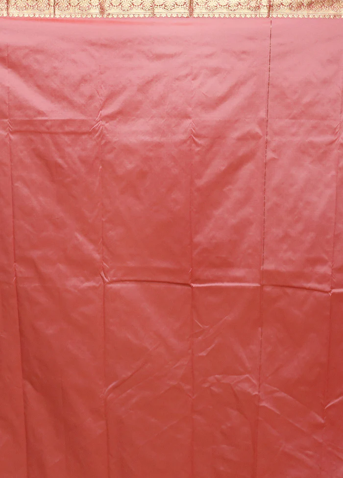 Pink Kanjivaram Silk Saree With Blouse Piece - Image 5