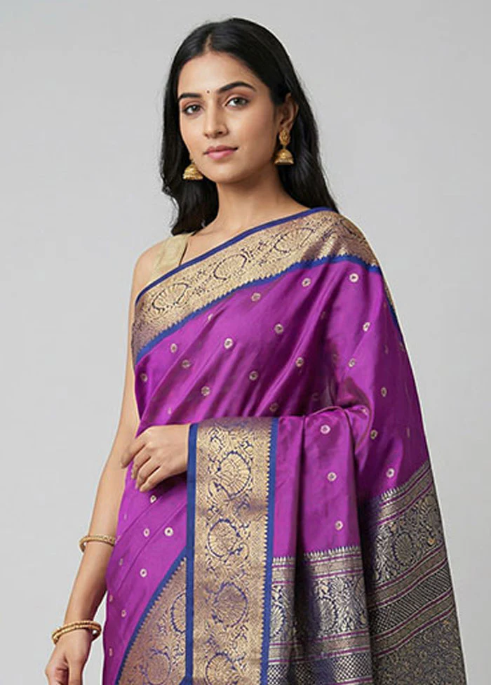 Pink Kanjivaram Silk Saree With Blouse Piece - Image 2