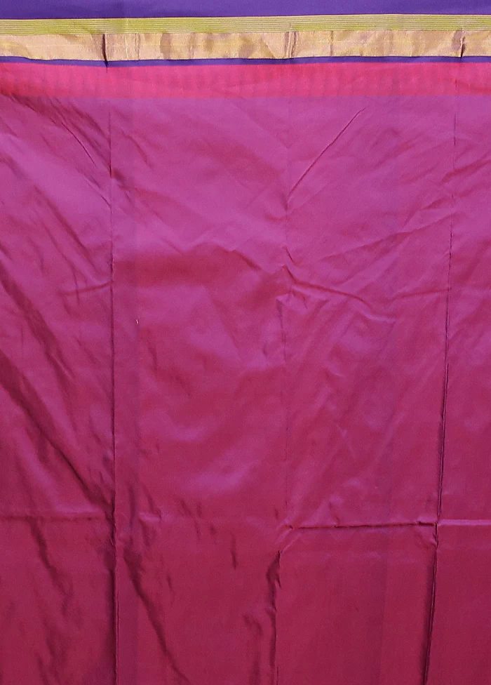 Pink Kanjivaram Silk Saree With Blouse Piece - Image 5