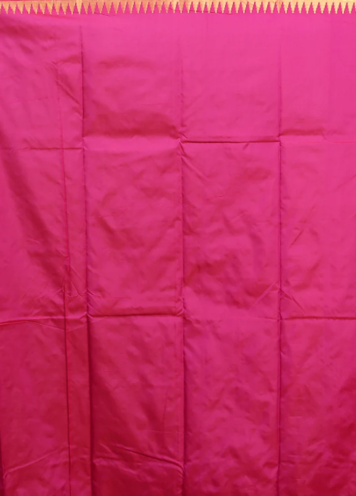 Pink Kanjivaram Silk Saree With Blouse Piece - Image 5
