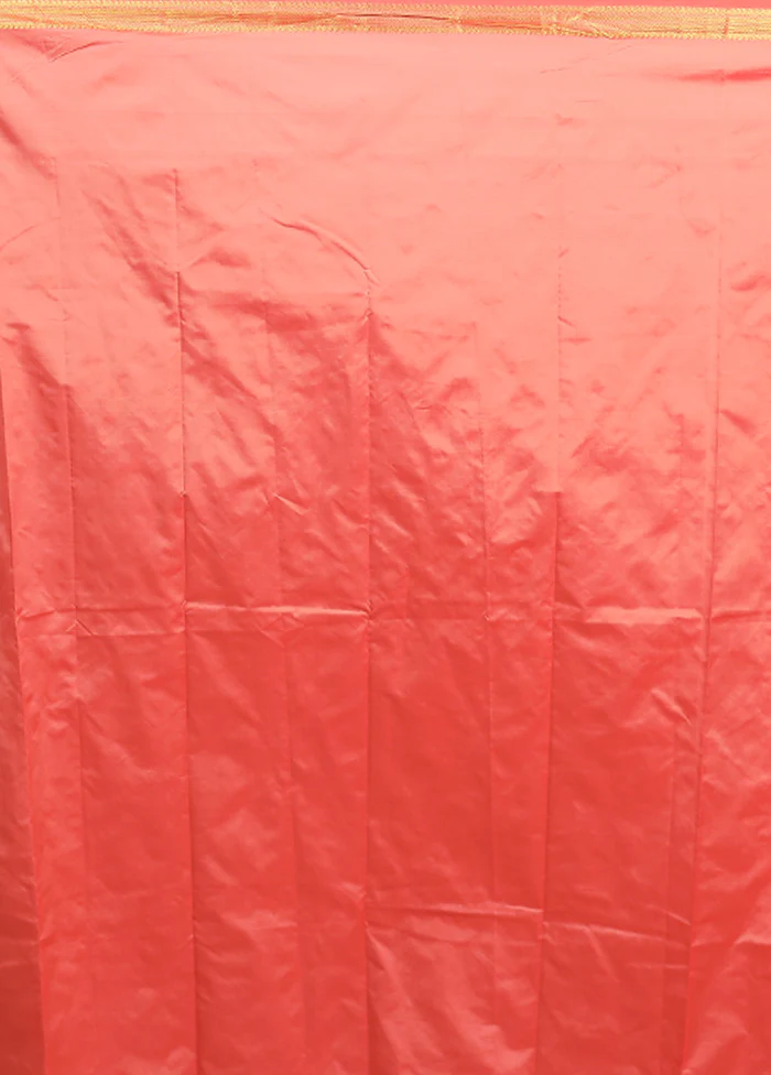 Pink Kanjivaram Silk Saree With Blouse Piece - Image 5