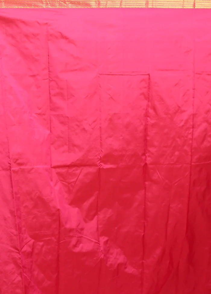 Pink Kanjivaram Silk Saree With Blouse Piece - Image 5