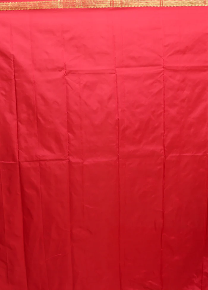 Pink Kanjivaram Silk Saree With Blouse Piece - Image 5