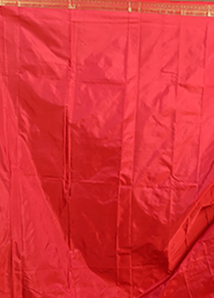 Red Kanjivaram Silk Saree With Blouse Piece - Image 5