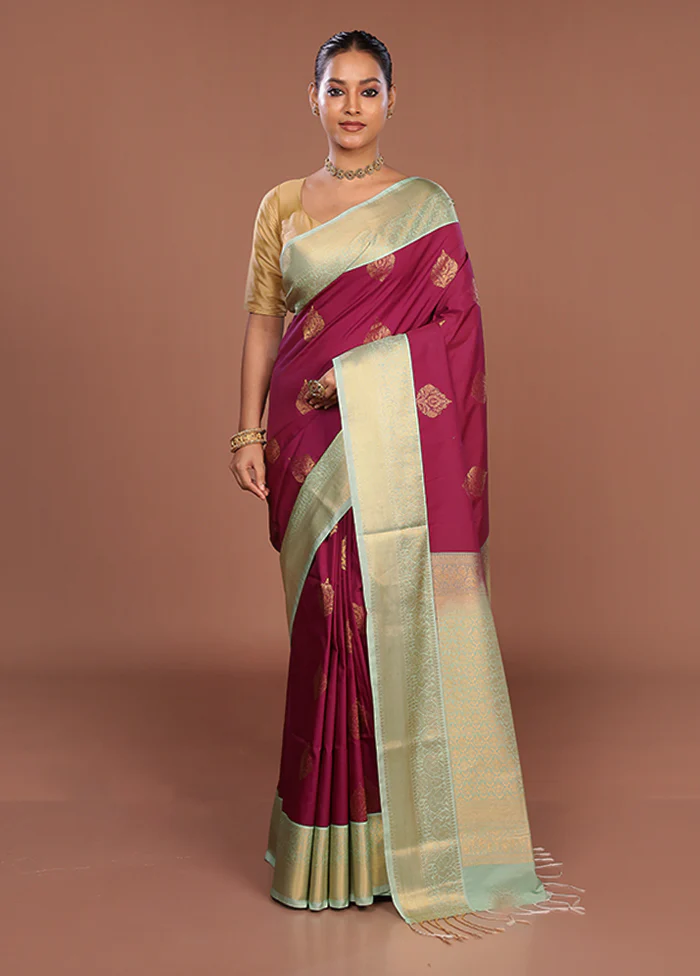 Pink Kanjivaram Silk Saree With Blouse Piece - Image 2