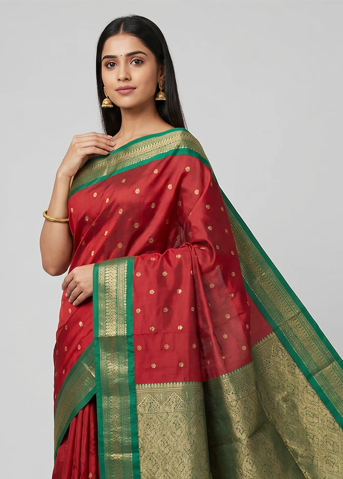 Pink Kanjivaram Silk Saree With Blouse Piece - Image 2