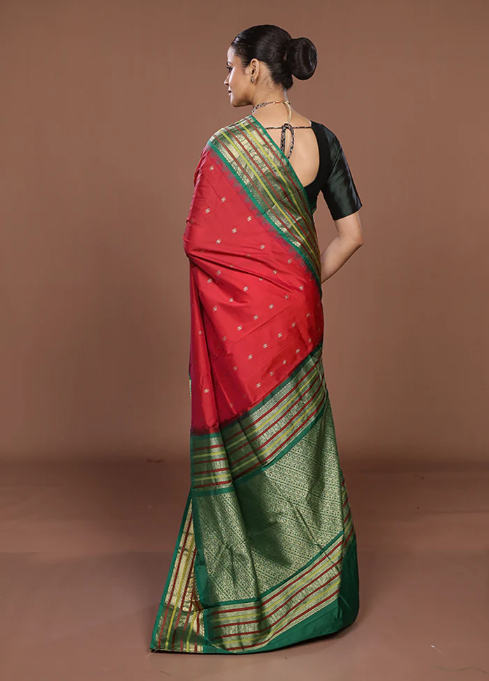 Pink Kanjivaram Silk Saree With Blouse Piece - Image 3