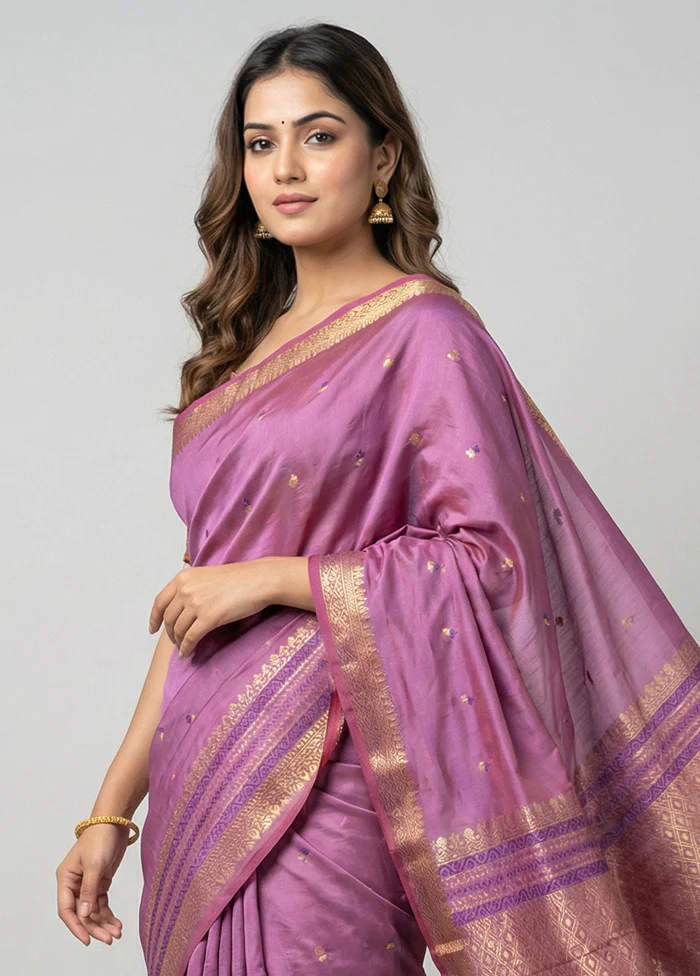 Pink Kanjivaram Silk Saree With Blouse Piece - Image 2