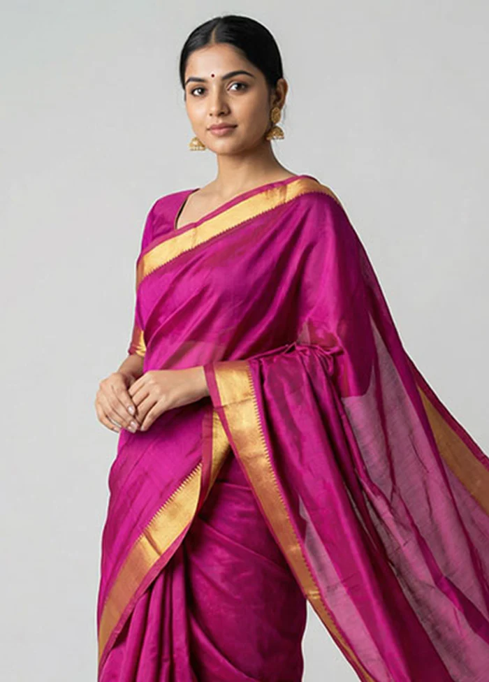 Pink Kanjivaram Silk Saree With Blouse Piece - Image 2