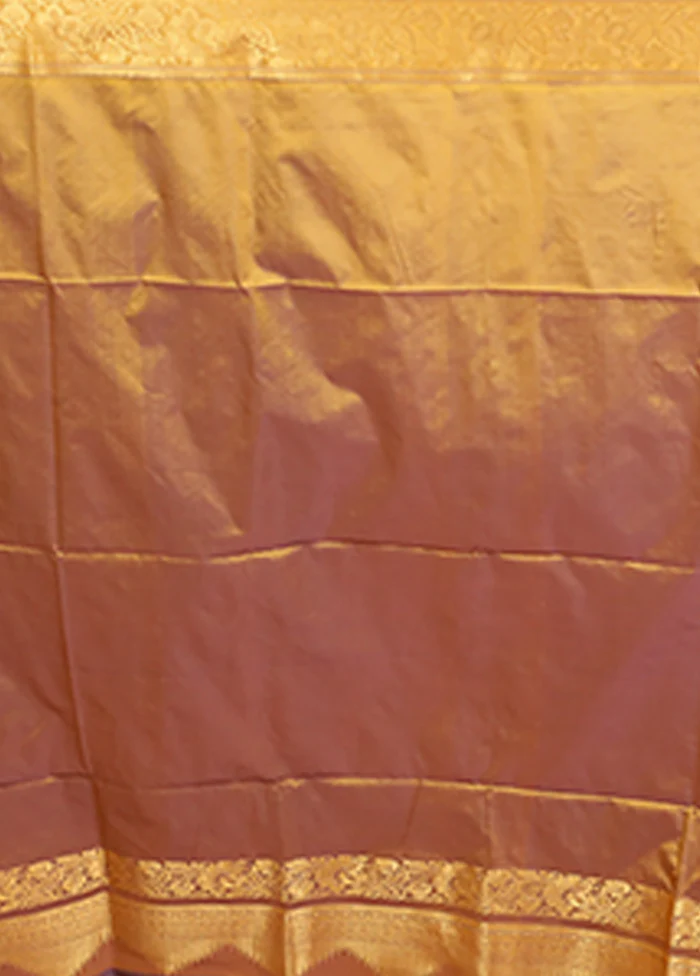 Pink Kanjivaram Silk Saree With Blouse Piece - Image 5