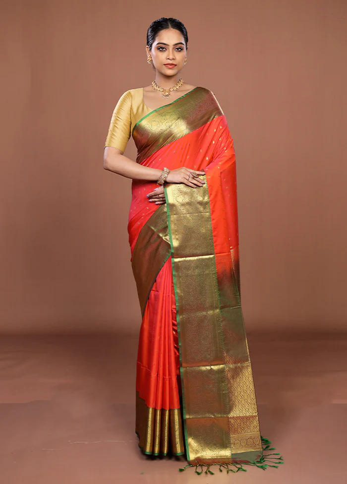 Pink Kanjivaram Silk Saree With Blouse Piece - Image 2