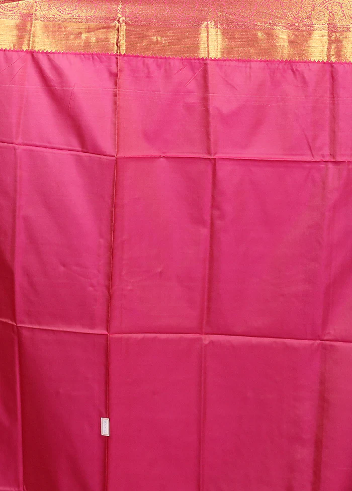 Pink Kanjivaram Silk Saree With Blouse Piece - Image 5