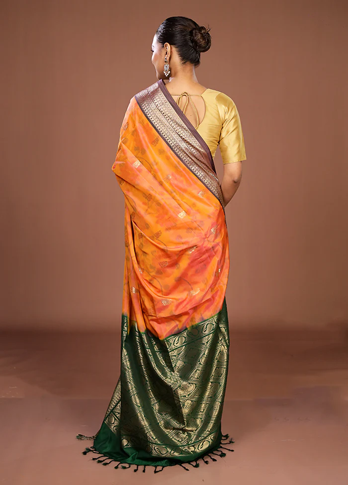 Pink Kanjivaram Silk Saree With Blouse Piece - Image 3