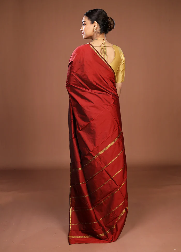 Pink Kanjivaram Silk Saree With Blouse Piece - Image 3