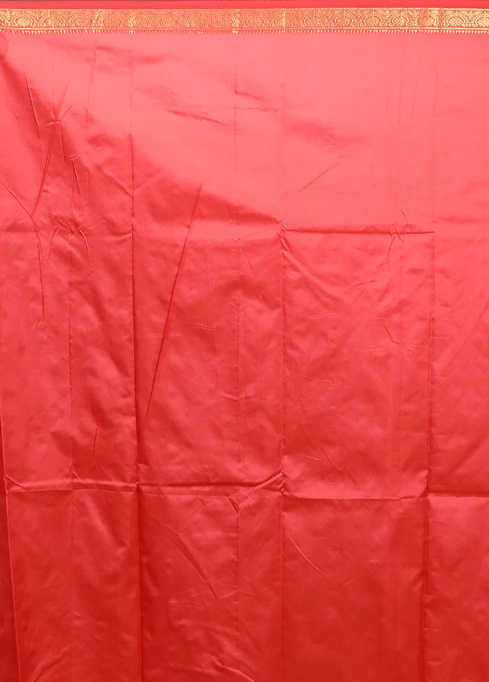 Pink Kanjivaram Silk Saree With Blouse Piece - Image 5