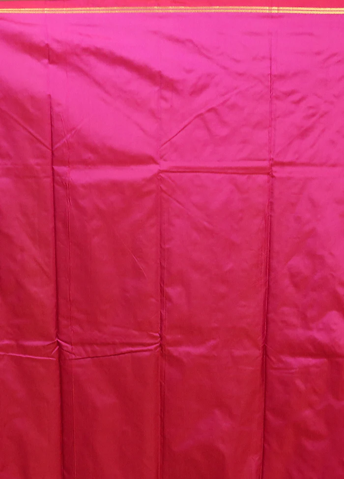 Pink Kanjivaram Silk Saree With Blouse Piece - Image 5