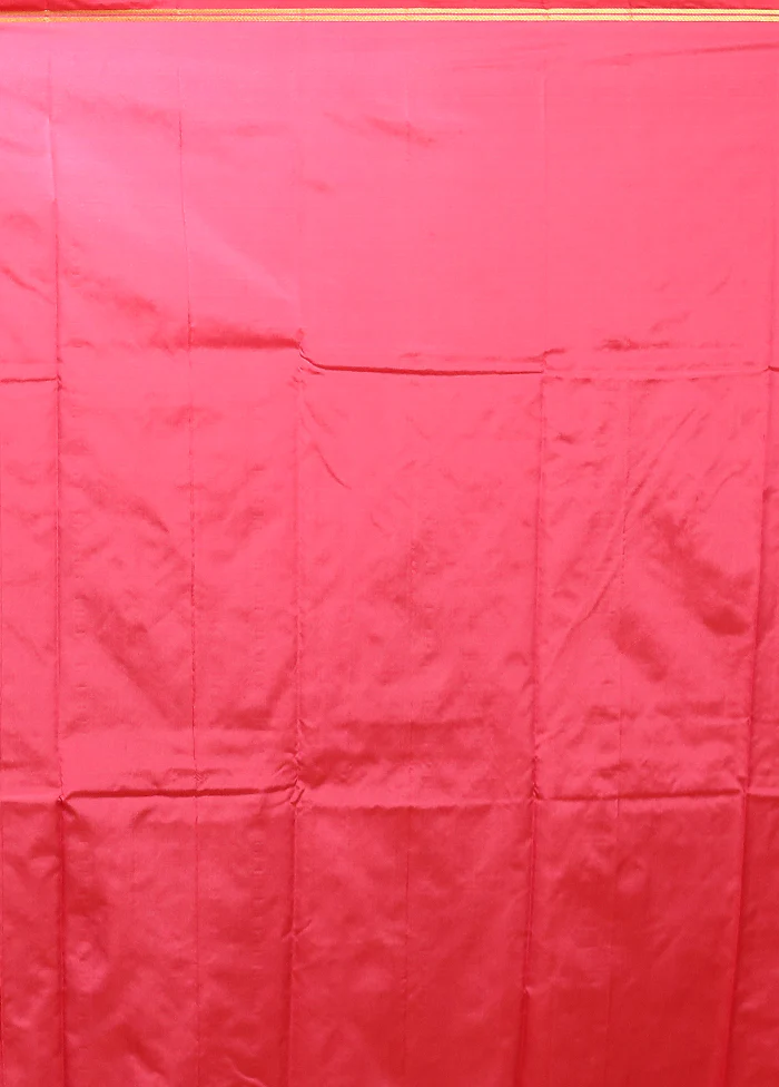 Pink Kanjivaram Silk Saree With Blouse Piece - Image 5