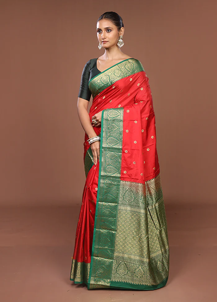 Pink Kanjivaram Silk Saree With Blouse Piece - Image 4