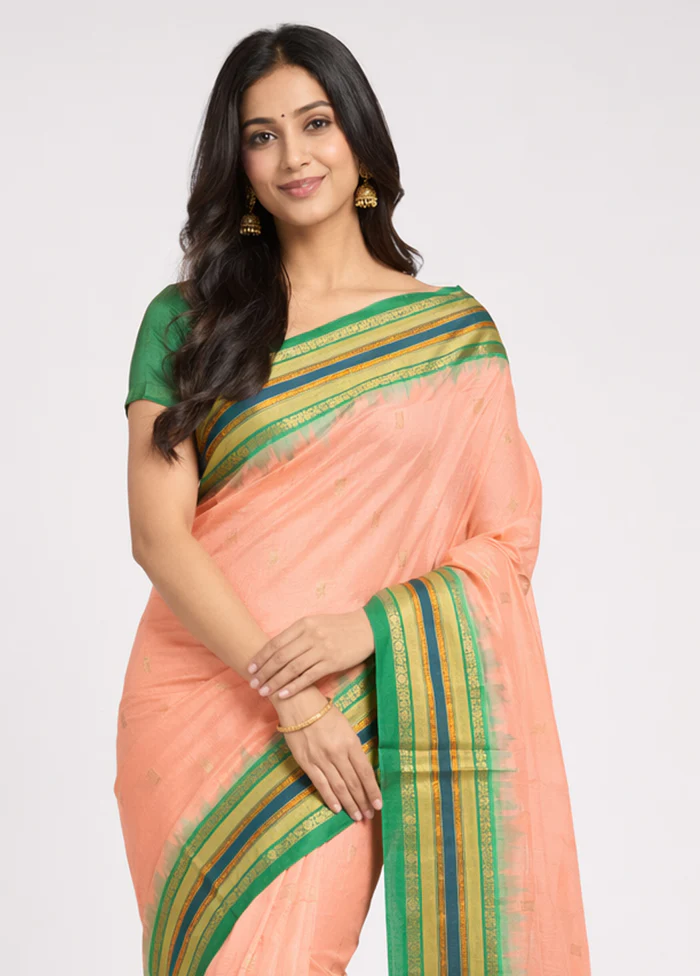 Pink Kanjivaram Silk Saree With Blouse Piece - Image 2