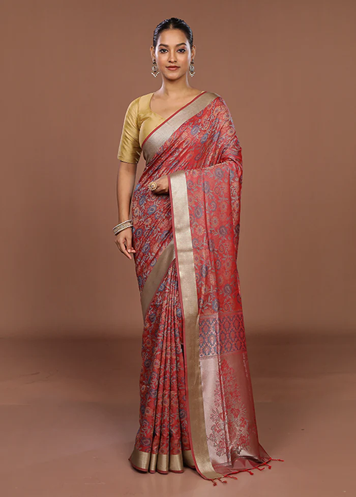 Pink Kanjivaram Silk Saree With Blouse Piece - Image 2