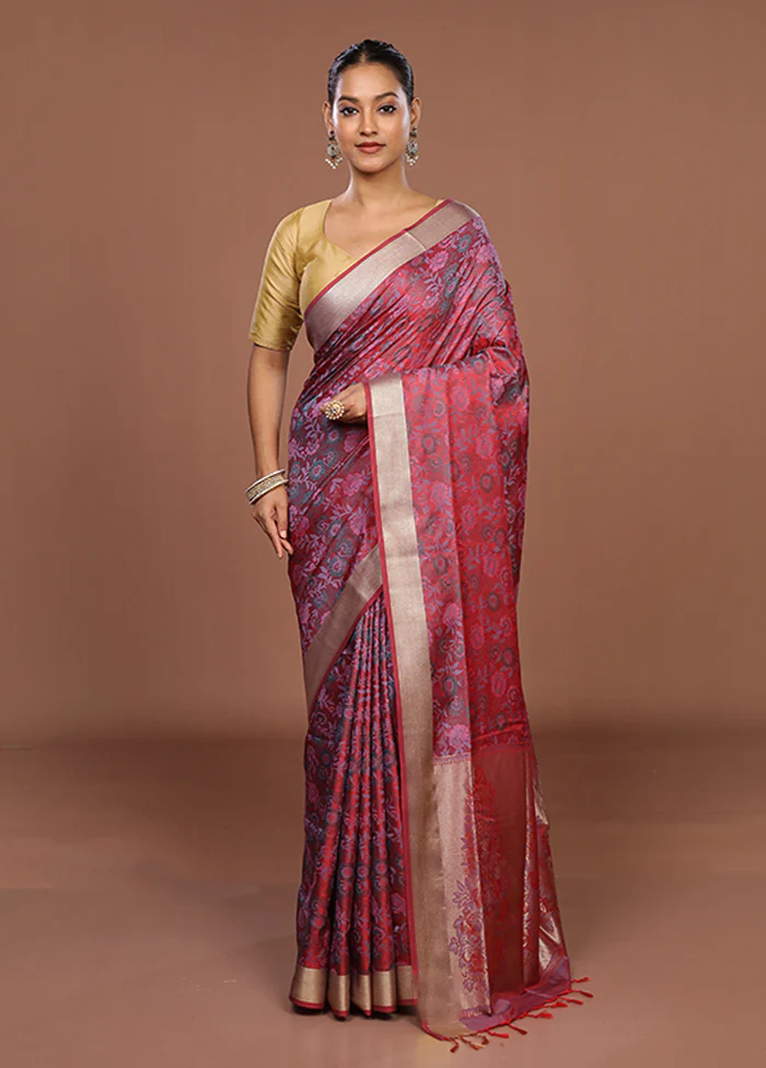 Pink Kanjivaram Silk Saree With Blouse Piece - Image 2