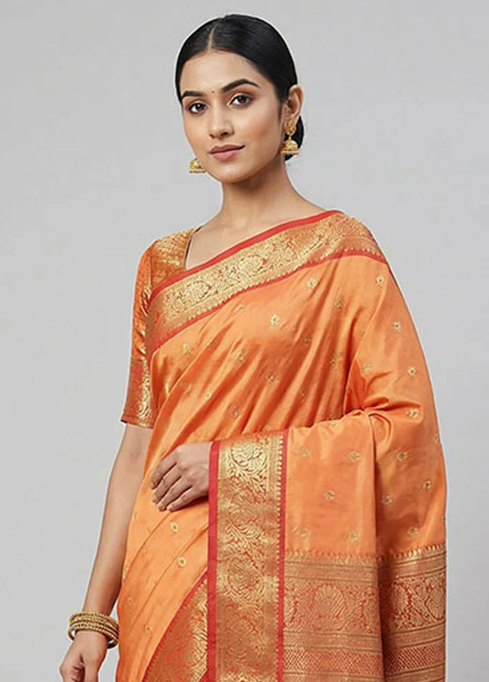 Pink Kanjivaram Silk Saree With Blouse Piece - Image 2