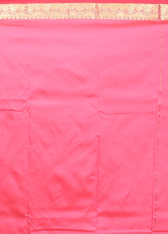Pink Kanjivaram Silk Saree With Blouse Piece - Image 5
